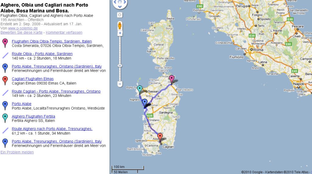 Alghero, Olbia, Cagliari nach Porto Alabe