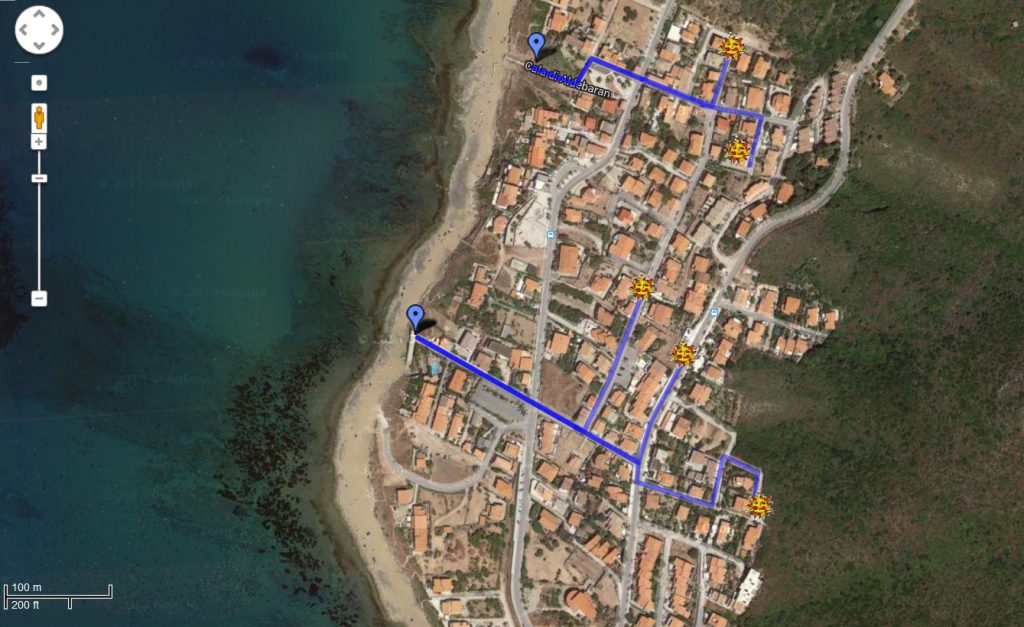 zu fuß an den strand von porto alabe